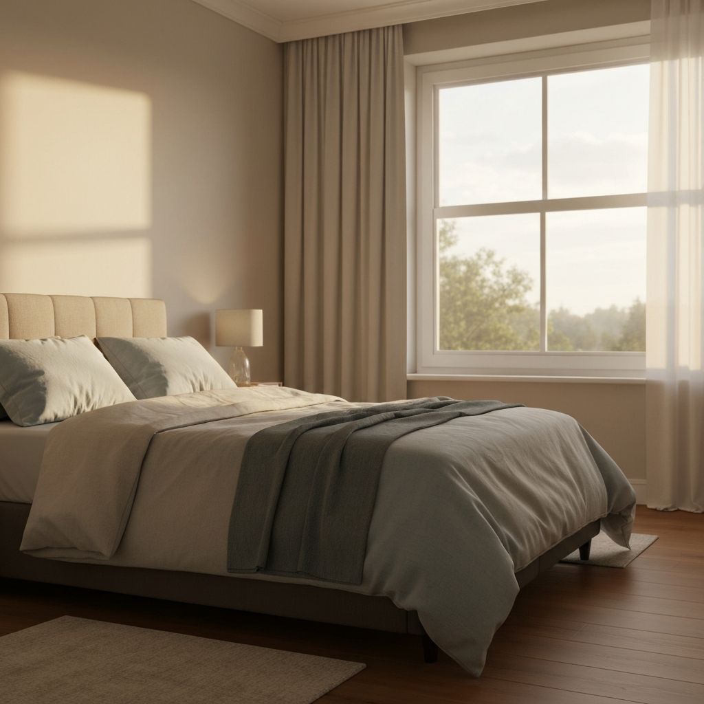 Peaceful bedroom promoting rest and recovery